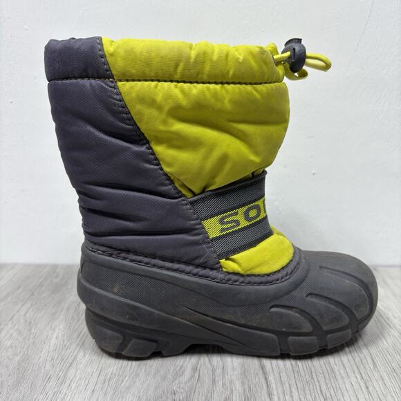 Kids Sorel Boots Short Winter Waterproof Size 11 Lime Green Gray - Picture 7 of 10